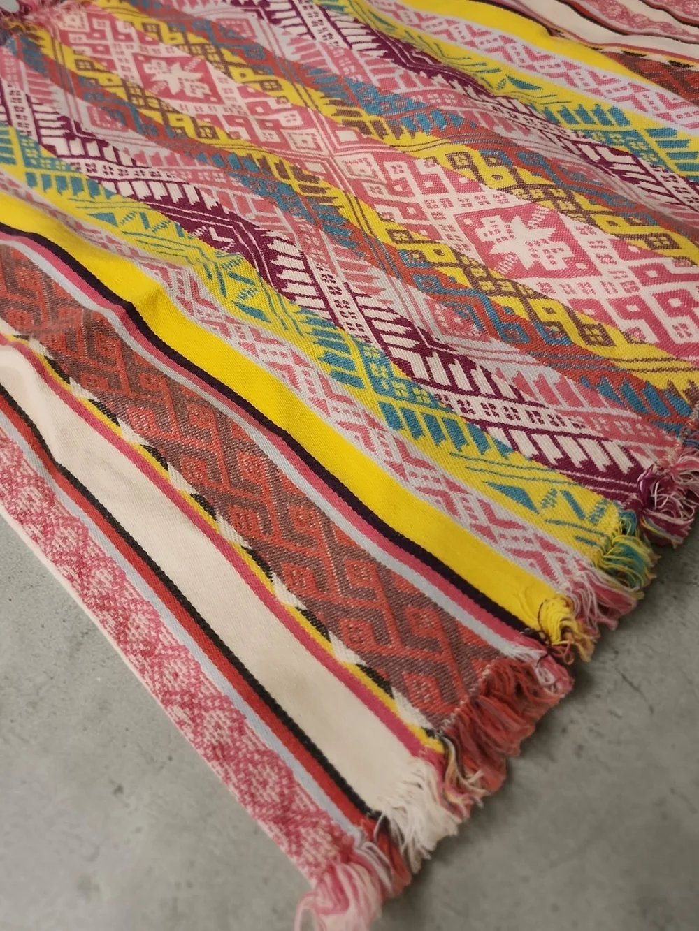 Cotton woven textile, Set of 6 vintage Guatemalan or Mexican striped napkins
